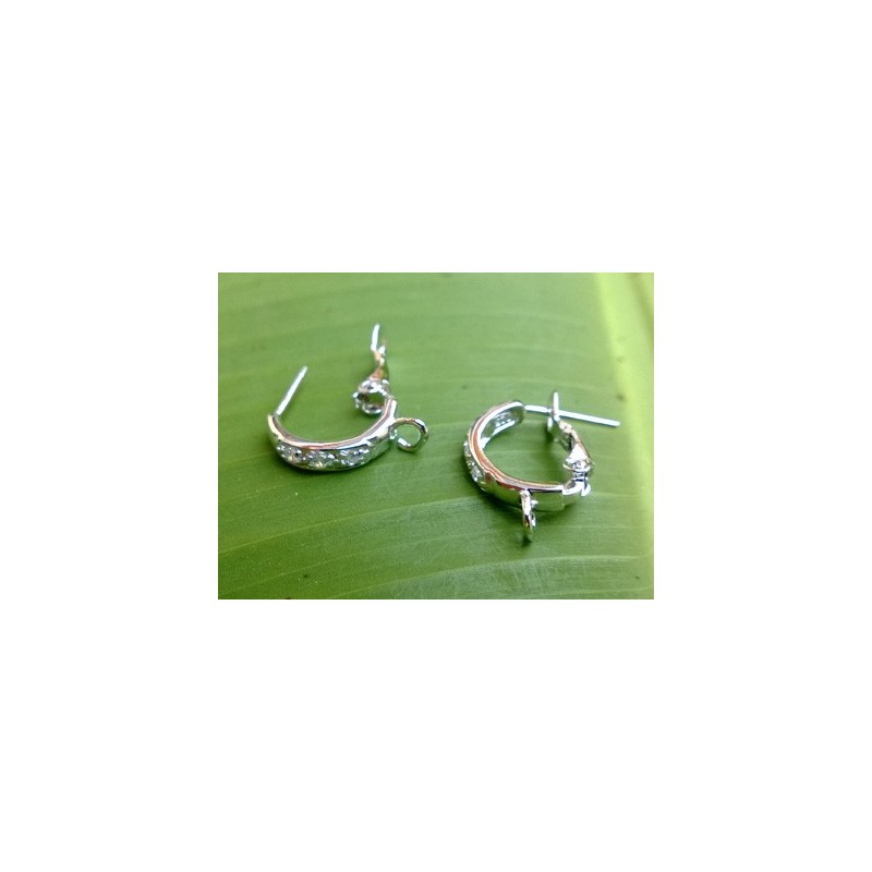 2 Stk. Brisur 12x19mm, 925 Silber rhodiniert, Strass