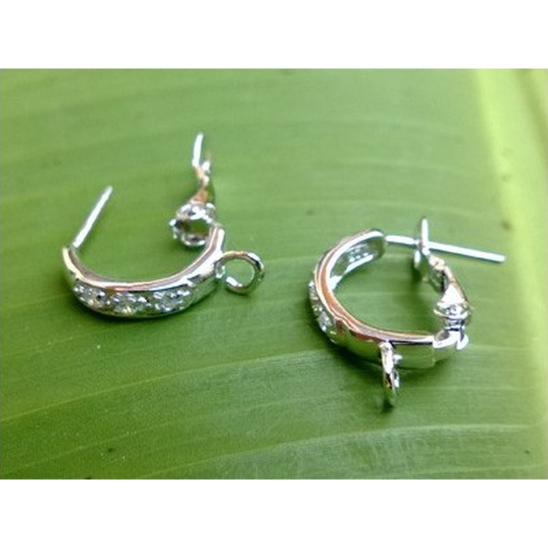 2 Stk. Brisur 12x19mm, 925 Silber rhodiniert, Strass