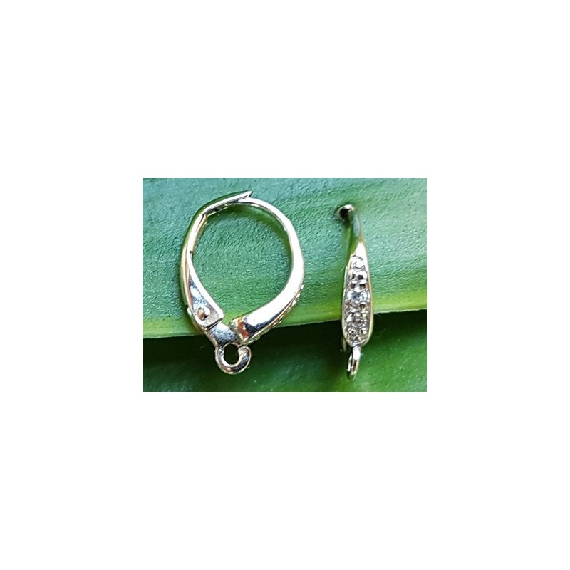 2 Stk. Brisur 10x14mm, 925 Silber rhodiniert, Strass