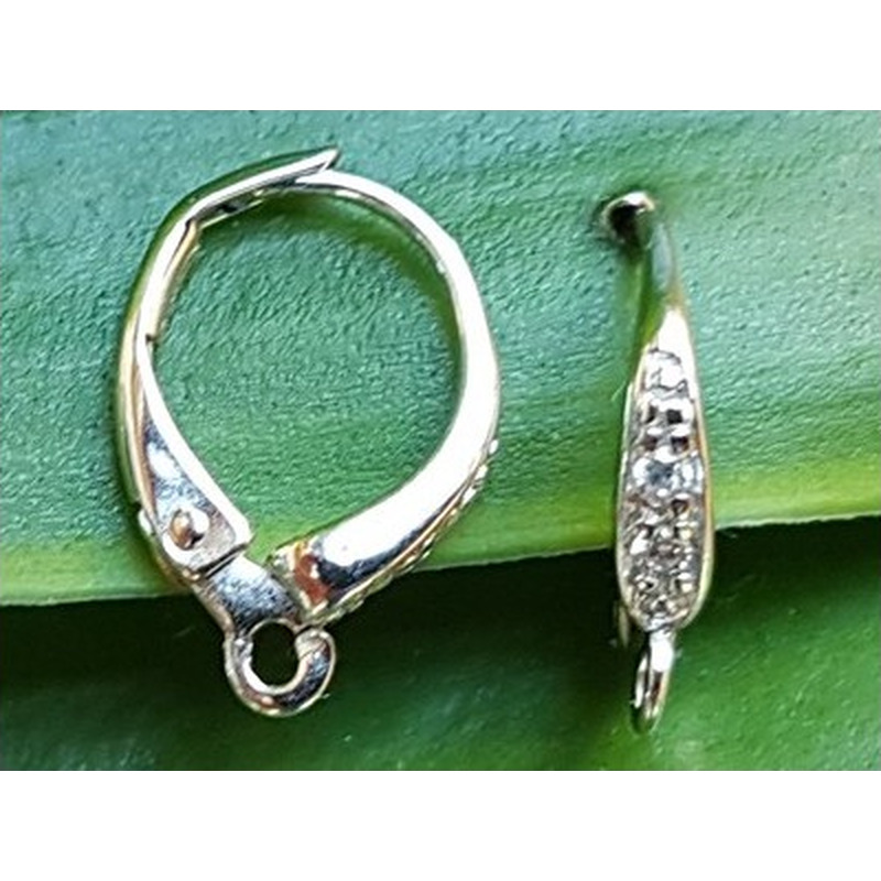 2 Stk. Brisur 10x14mm, 925 Silber rhodiniert, Strass