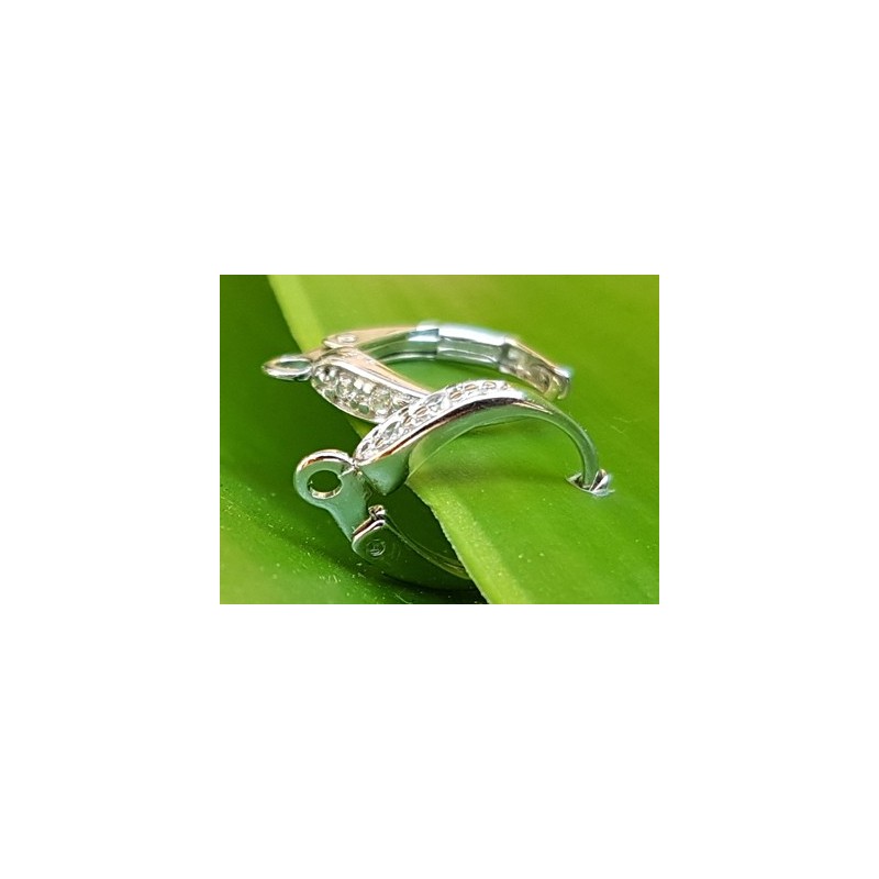 2 Stk. Brisur 10x14mm, 925 Silber rhodiniert, Strass