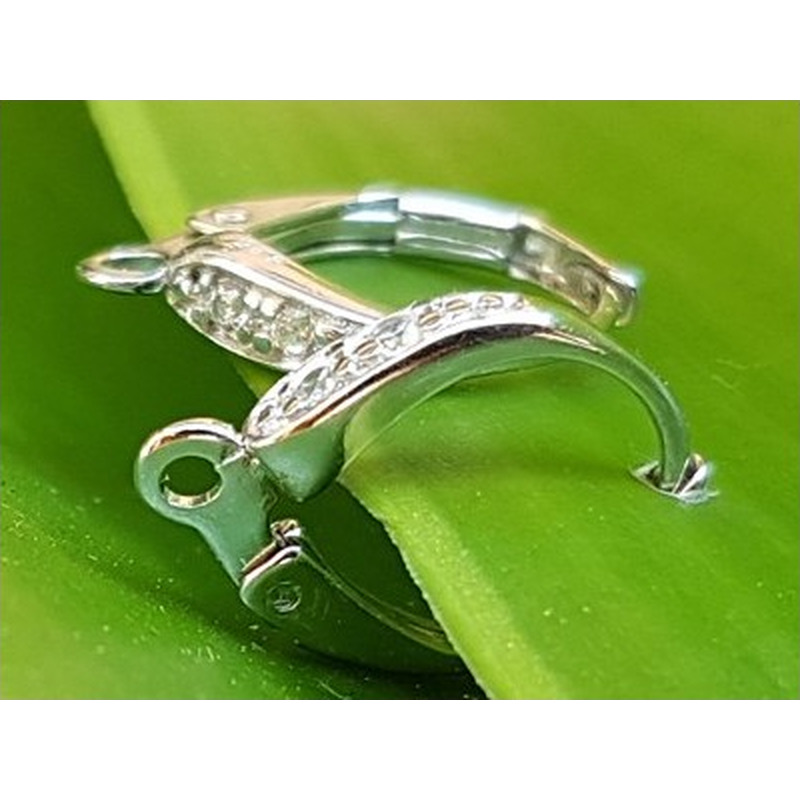 2 Stk. Brisur 10x14mm, 925 Silber rhodiniert, Strass
