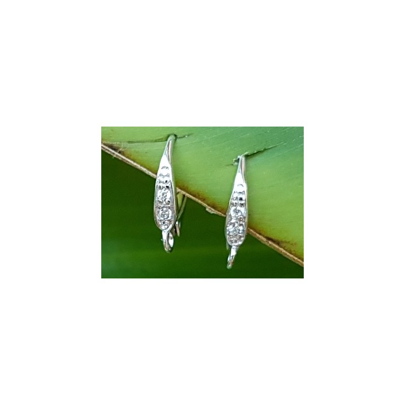 2 Stk. Brisur 10x14mm, 925 Silber rhodiniert, Strass