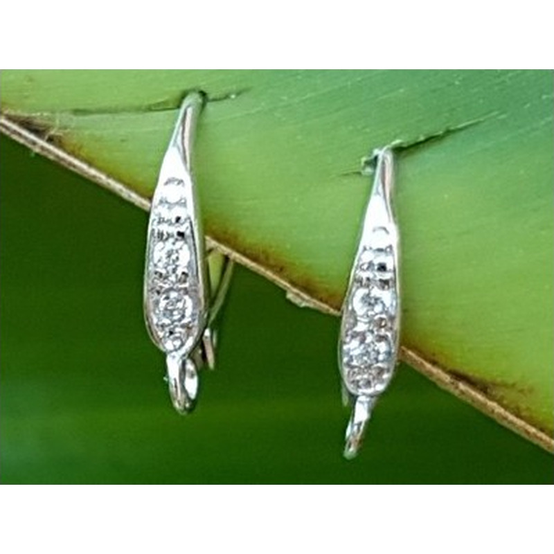 2 Stk. Brisur 10x14mm, 925 Silber rhodiniert, Strass