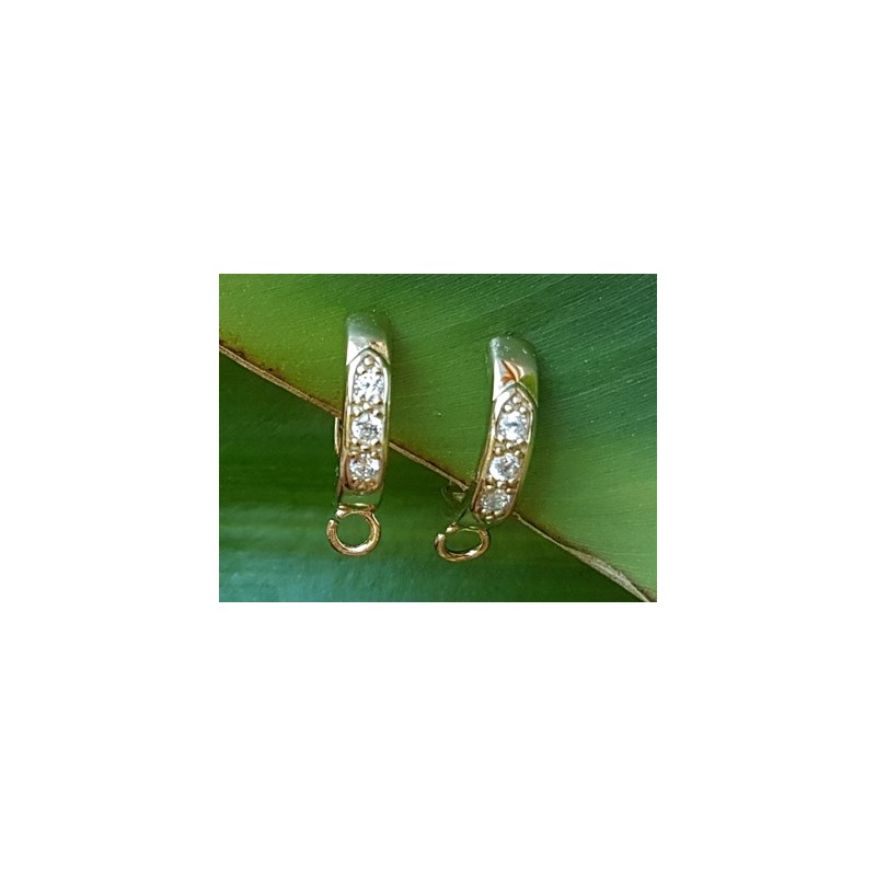 2 Stk. Brisur 12x19mm, 925 Silber vergoldet, Strass