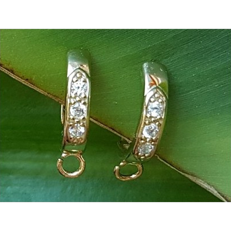 2 Stk. Brisur 12x19mm, 925 Silber vergoldet, Strass