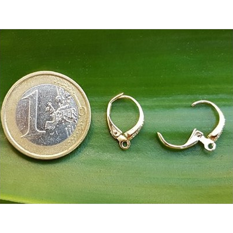 2 Stk. Brisur 10x14mm, 925 Silber vergoldet, Strass