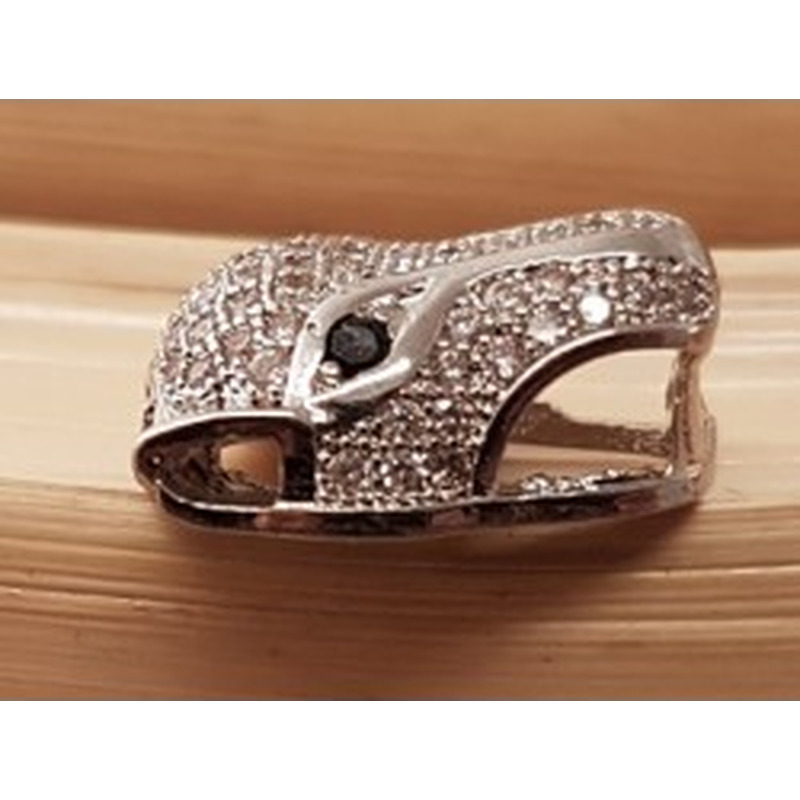 Zwischenteil Strass Panther 15x13mm, Metall silberfarben 2