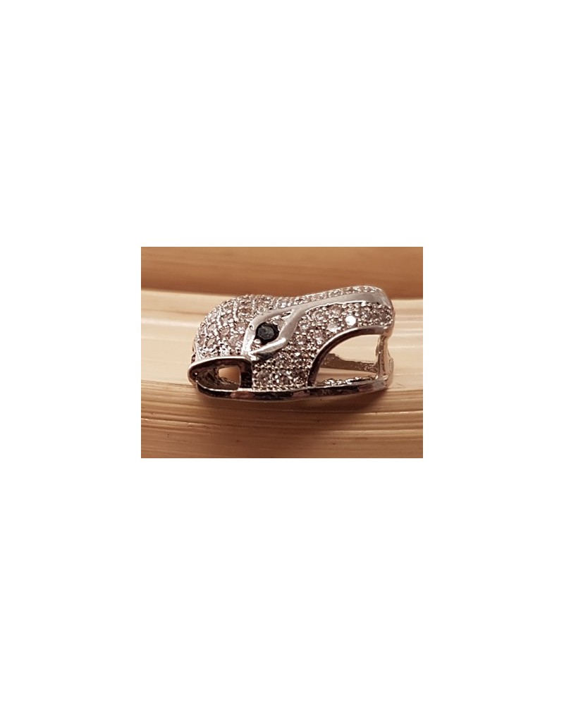 Zwischenteil Strass Panther 15x13mm, Metall silberfarben