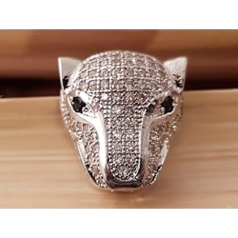 Zwischenteil Strass Panther 15x13mm, Metall silberfarben