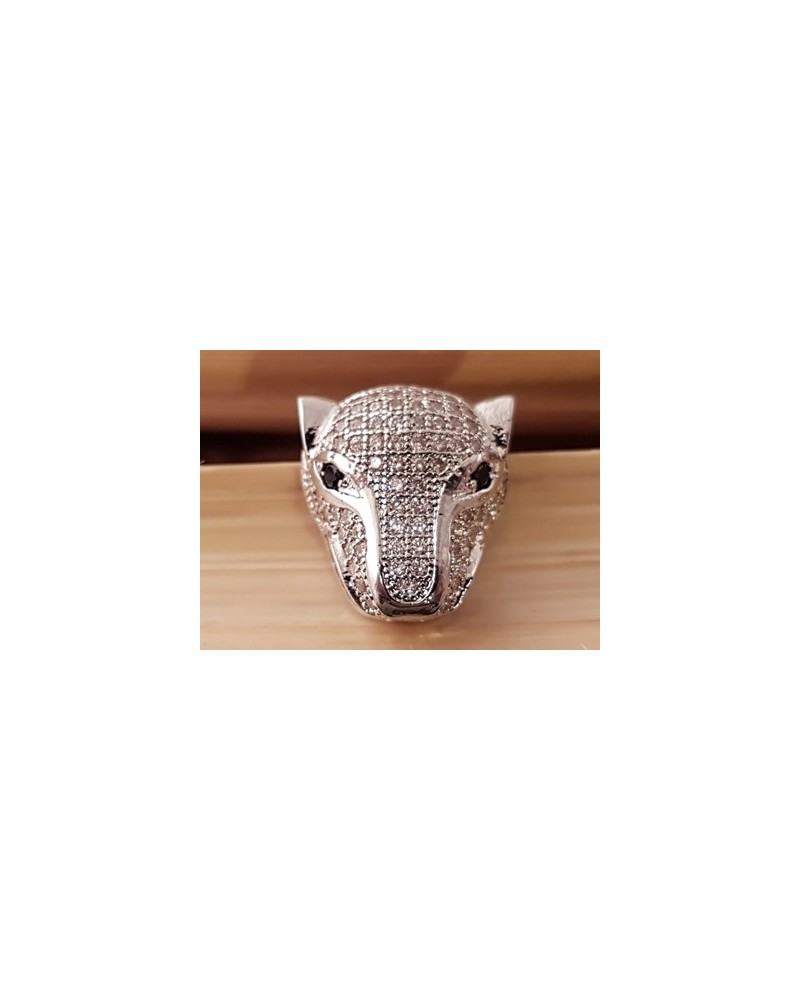 Zwischenteil Strass Panther 15x13mm, Metall silberfarben