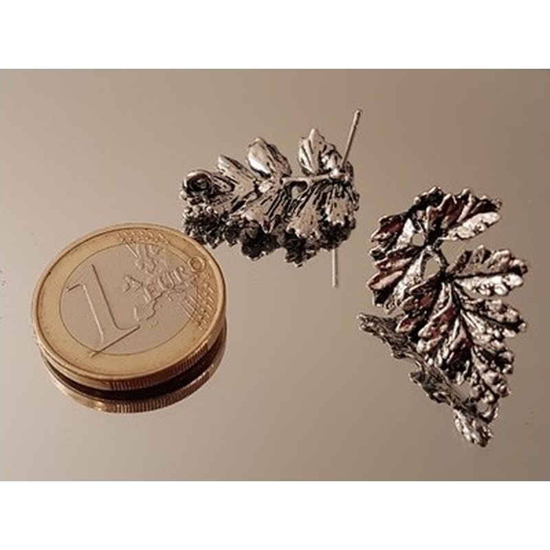 Ohrstecker Blatt (2 Stk) mit versteckter Öse, Metall