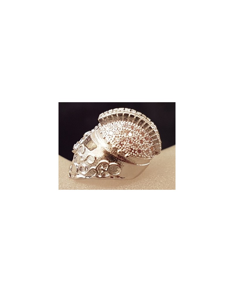 Zwischenteil Helm, Messing silberfarben, Strass