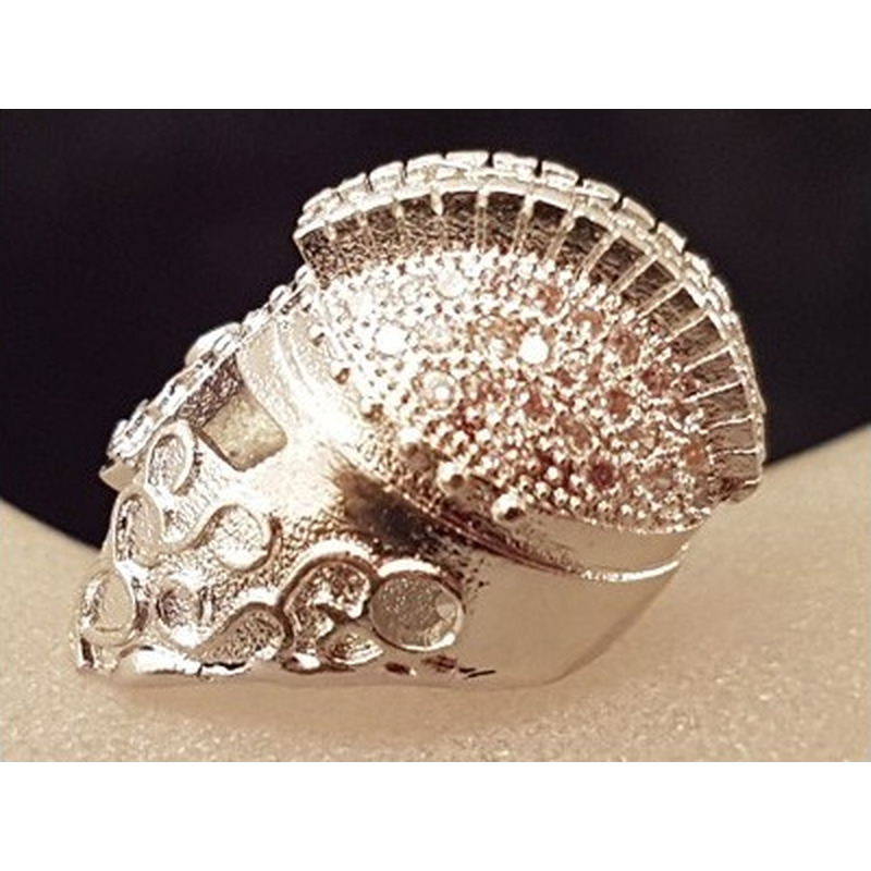 Zwischenteil Helm, Messing silberfarben, Strass
