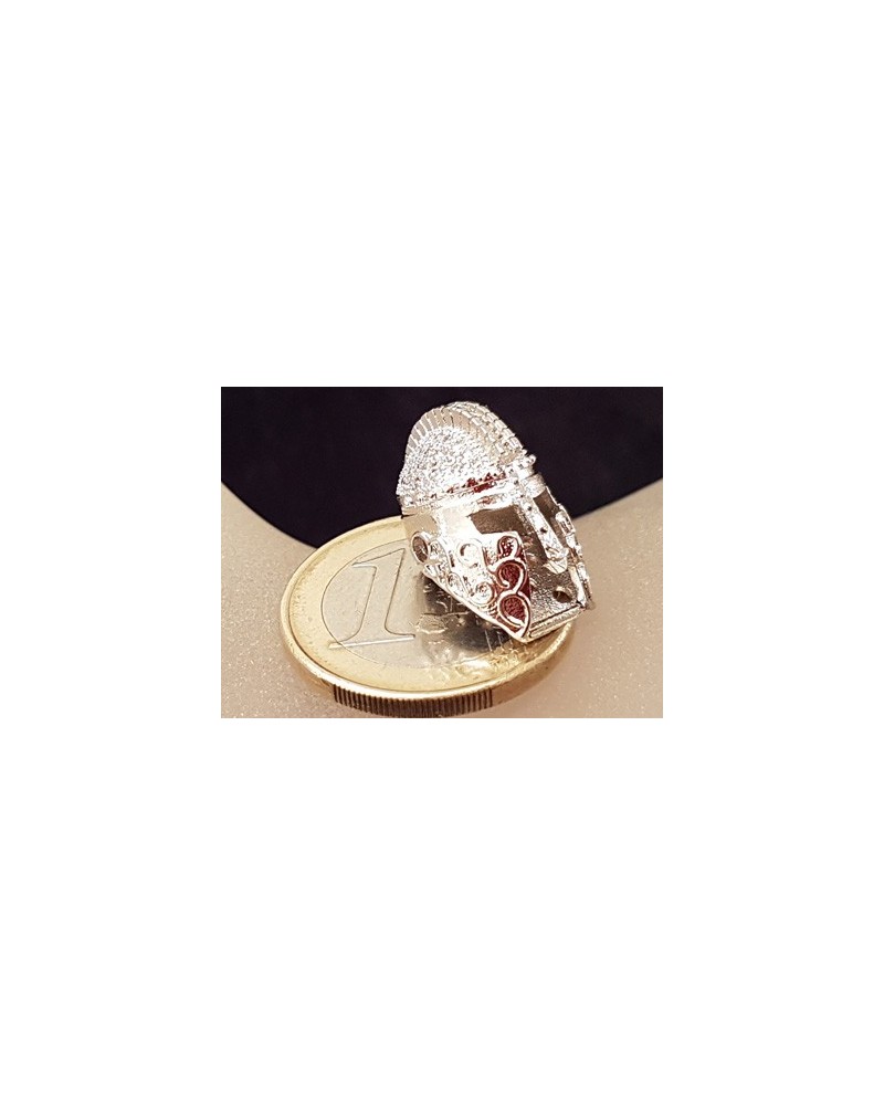 Zwischenteil Helm, Messing silberfarben, Strass
