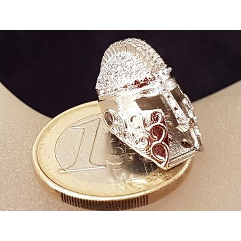 Zwischenteil Helm, Messing silberfarben, Strass