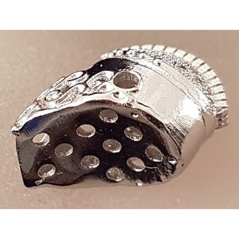 Zwischenteil Helm, Messing silberfarben, Strass