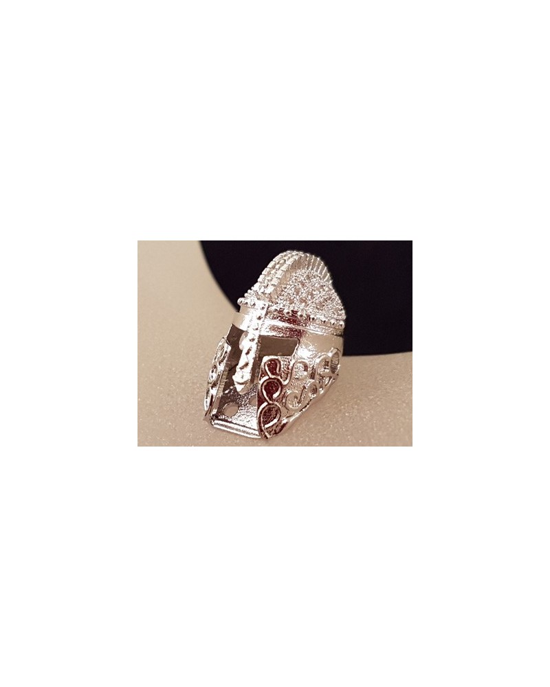 Zwischenteil Helm, Messing silberfarben, Strass