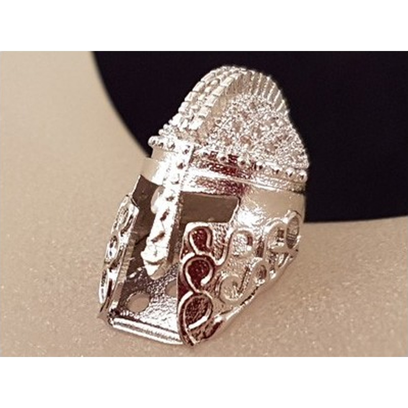 Zwischenteil Helm, Messing silberfarben, Strass