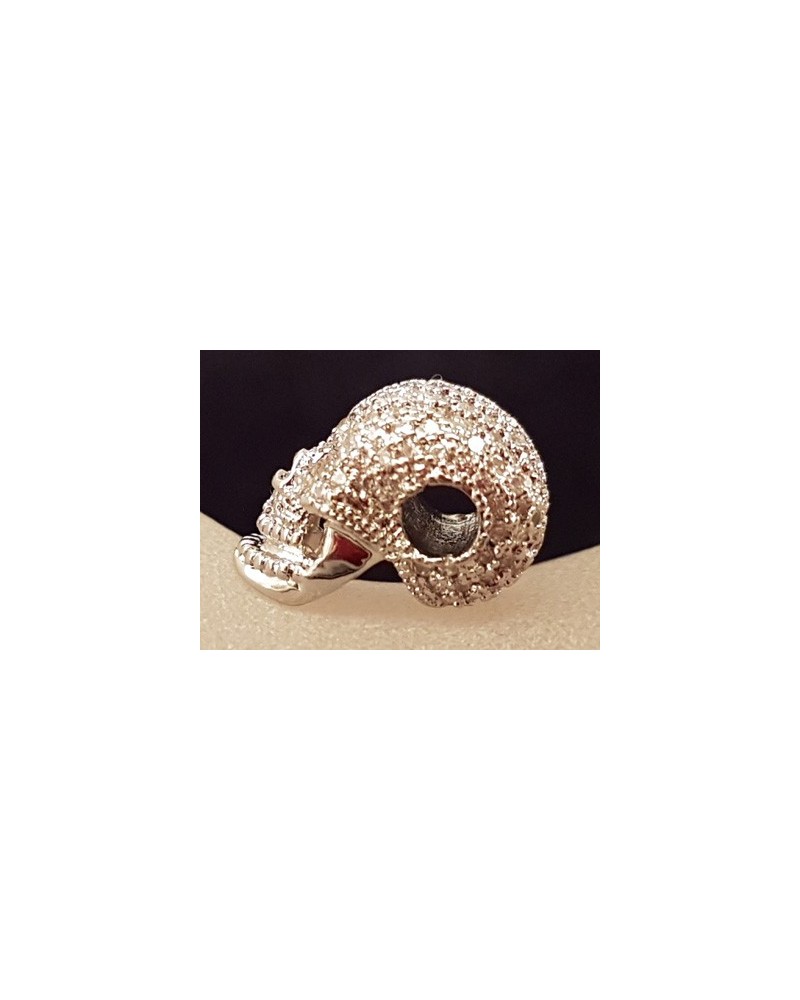 Zwischenteil Totenkopf, Messing silberfarben, Strass