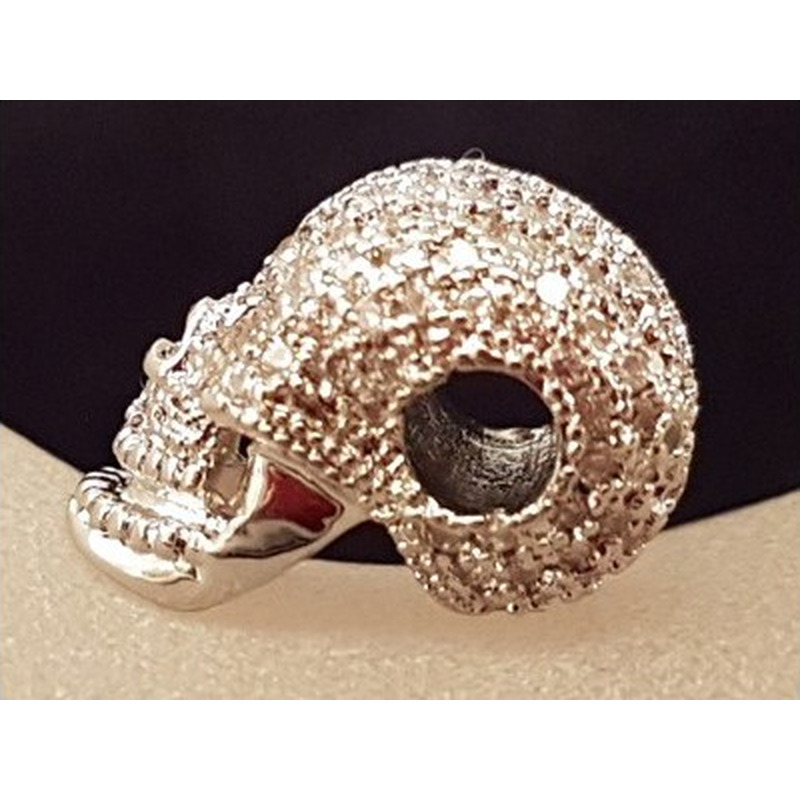 Zwischenteil Totenkopf, Messing silberfarben, Strass