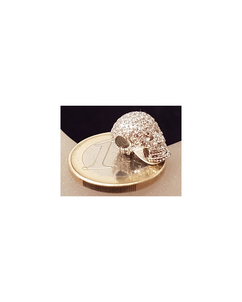 Zwischenteil Totenkopf, Messing silberfarben, Strass