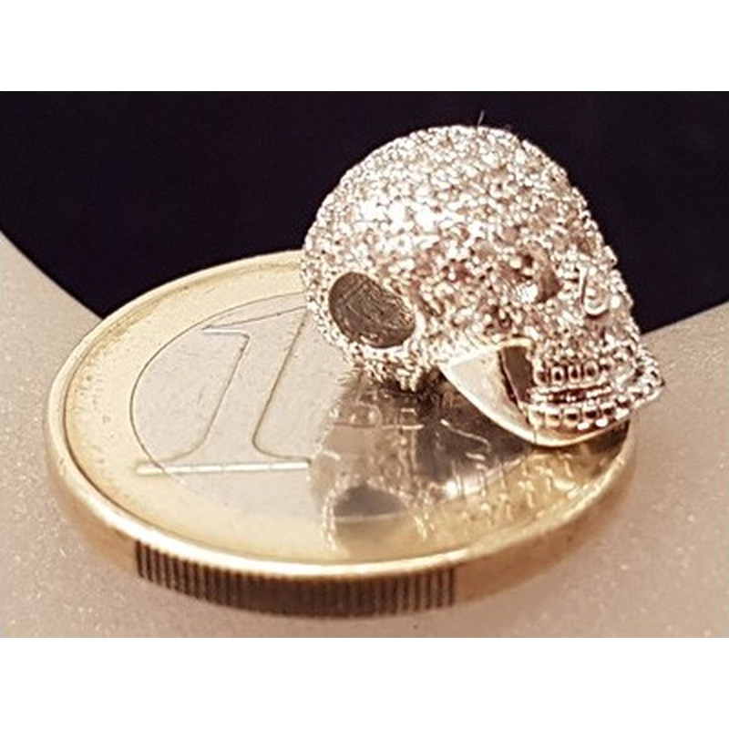 Zwischenteil Totenkopf, Messing silberfarben, Strass