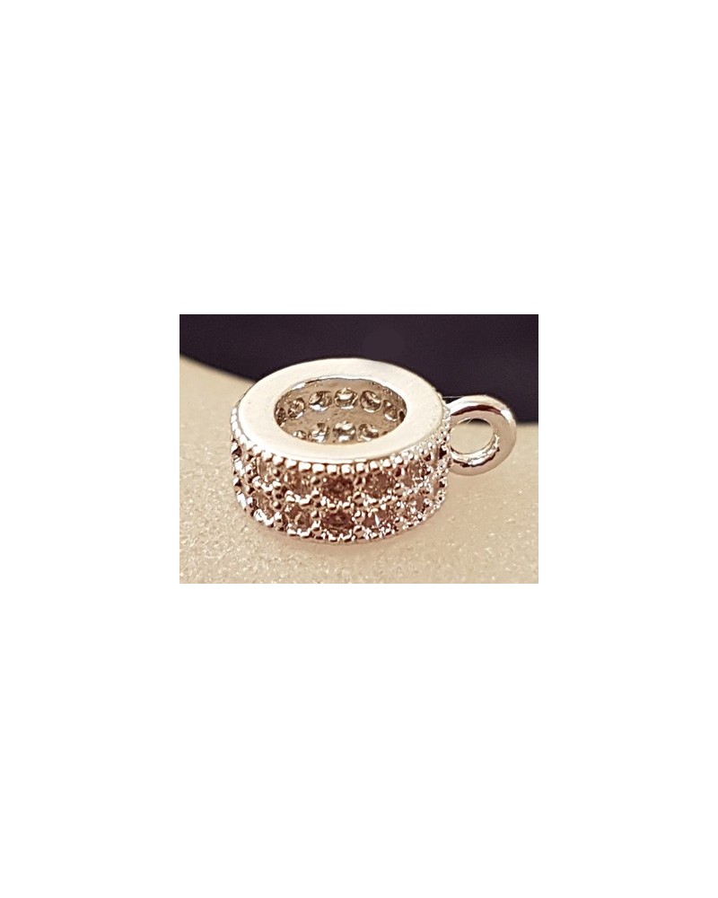Doppelring 8x3mm, Messing silberfarben, Strass
