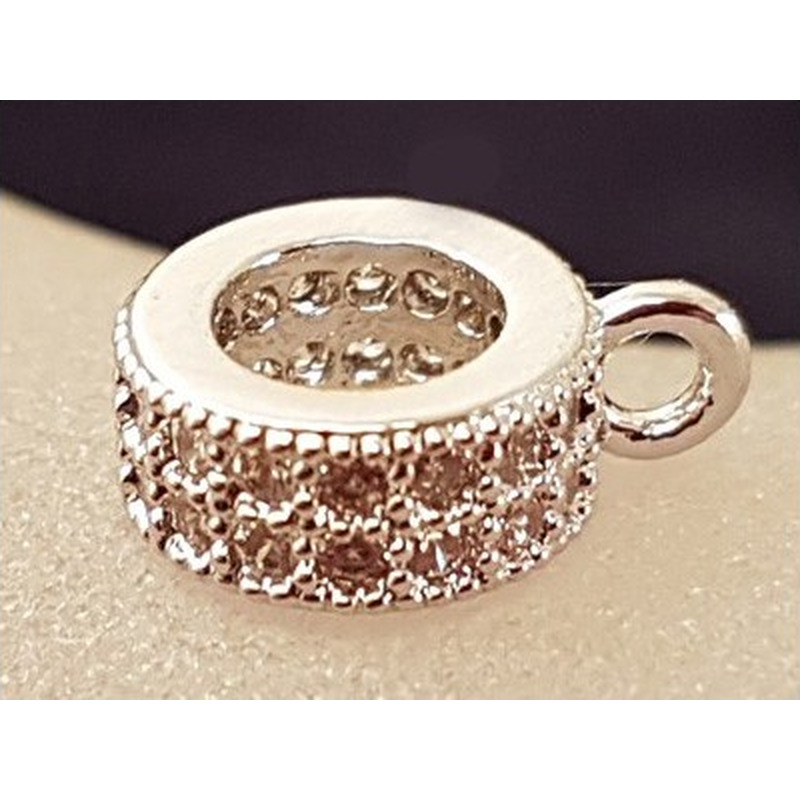 Doppelring 8x3mm, Messing silberfarben, Strass