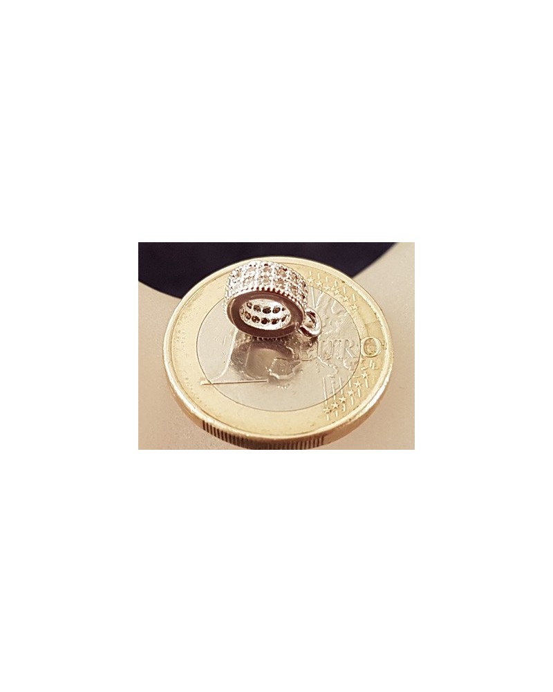 Doppelring 8x3mm, Messing silberfarben, Strass