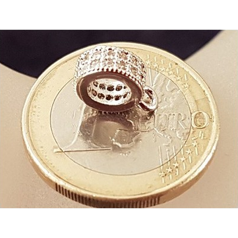 Doppelring 8x3mm, Messing silberfarben, Strass