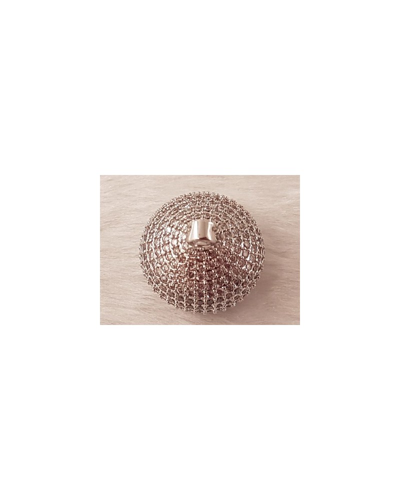 Perlenkappe, Messing silberfarben, Strass
