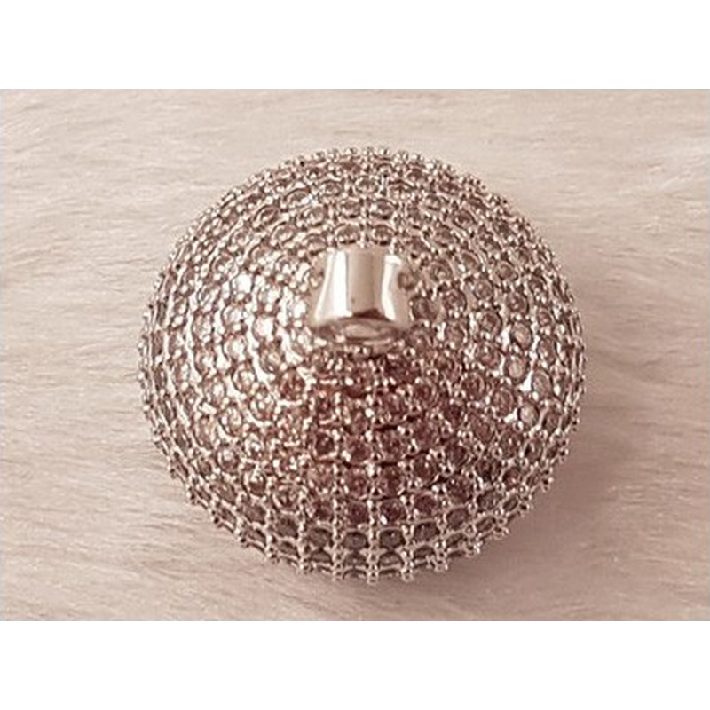 Perlenkappe, Messing silberfarben, Strass