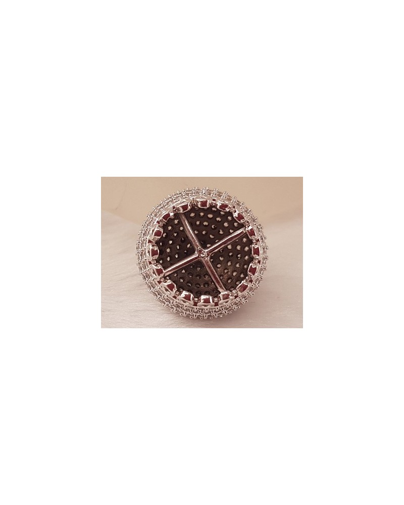 Perlenkappe, Messing silberfarben, Strass