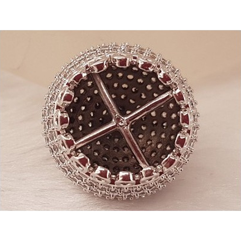 Perlenkappe, Messing silberfarben, Strass