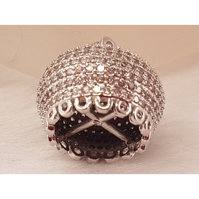 Perlenkappe, Messing silberfarben, Strass
