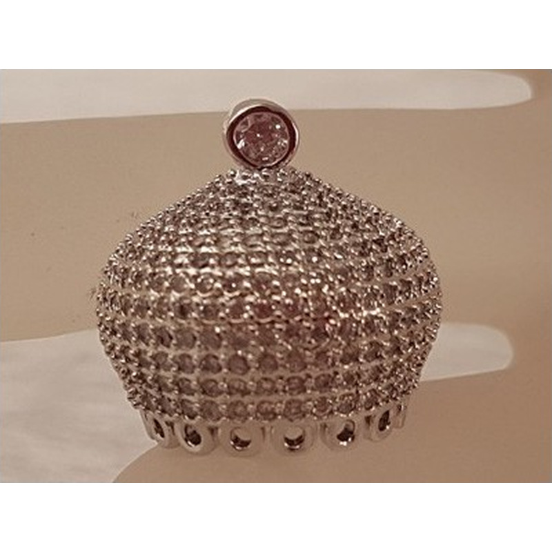 Perlenkappe, Messing silberfarben, Strass