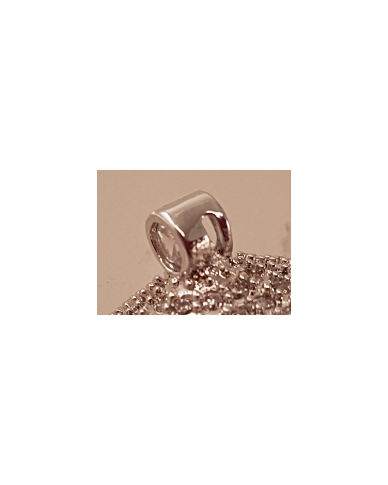 Perlenkappe, Messing silberfarben, Strass