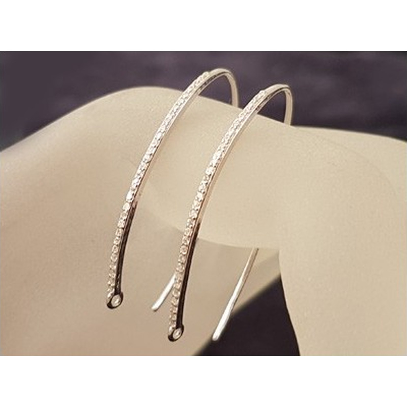 2 Stk. Ohrhaken 36mm, 925 Silber rhodiniert, Strass