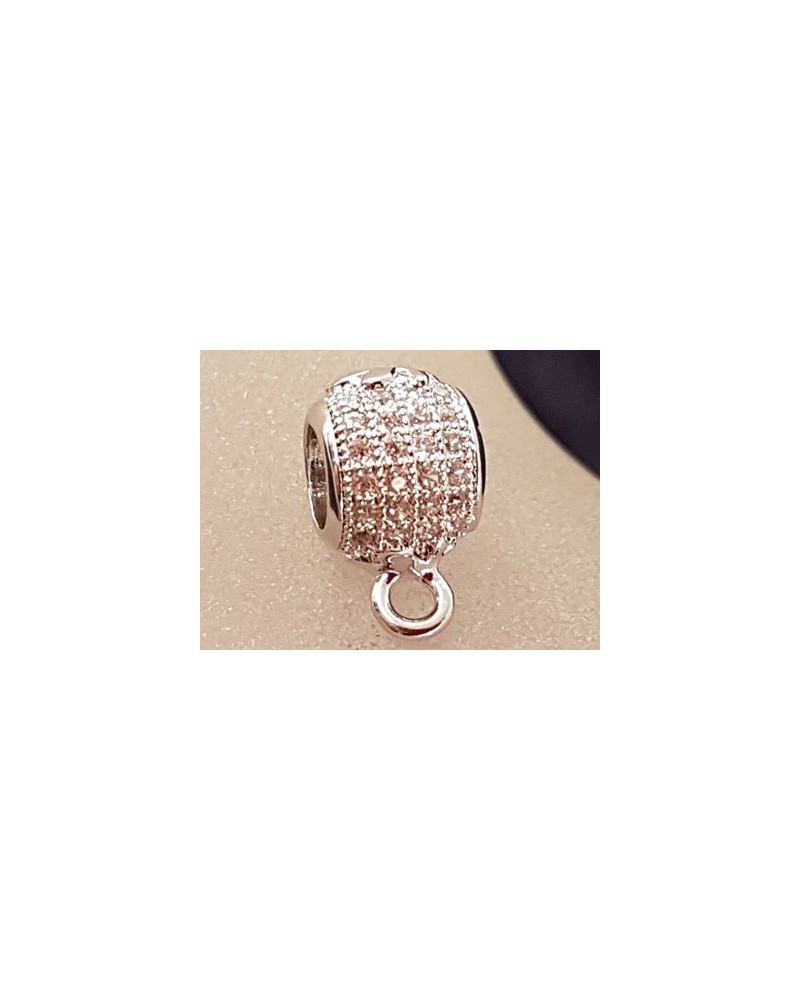 Doppelring 8x4mm, Messing silberfarben, Strass
