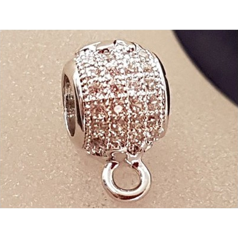 Doppelring 8x4mm, Messing silberfarben, Strass