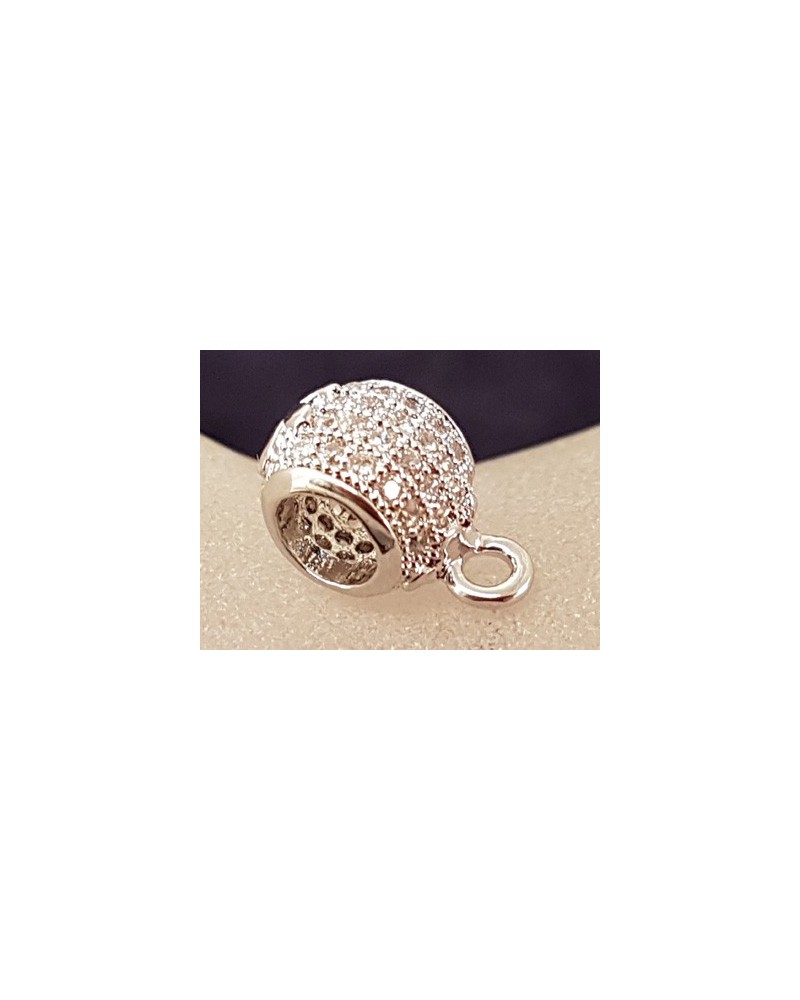 Doppelring 8x4mm, Messing silberfarben, Strass