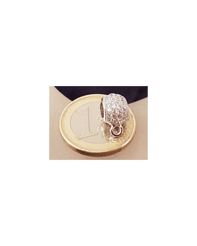Doppelring 8x4mm, Messing silberfarben, Strass