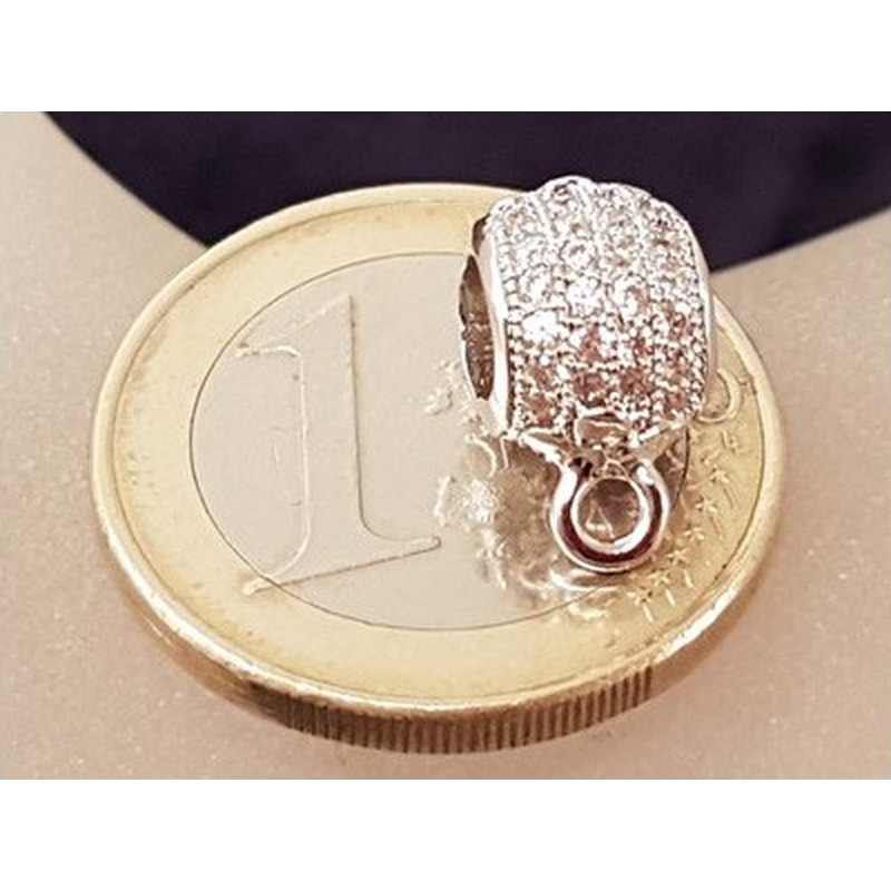 Doppelring 8x4mm, Messing silberfarben, Strass