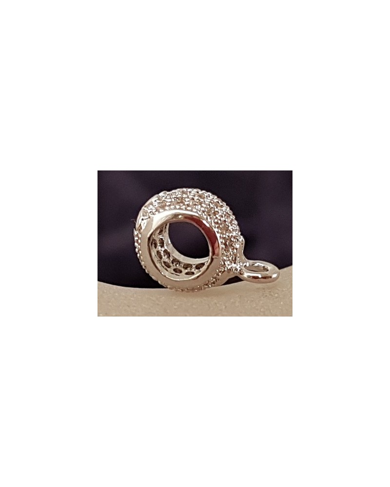 Doppelring 8x4mm, Messing silberfarben, Strass