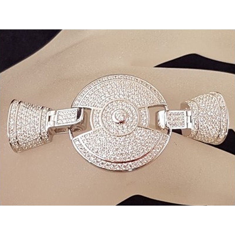 Schliesse 26x55mm, 925 Silber rhodiniert, Strass