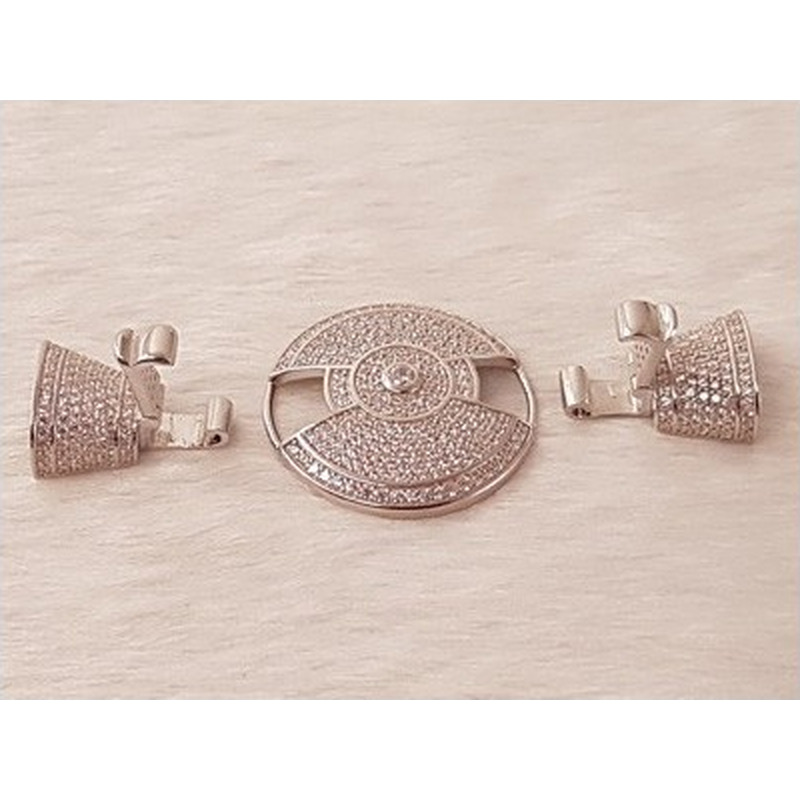 Schliesse 26x55mm, 925 Silber rhodiniert, Strass