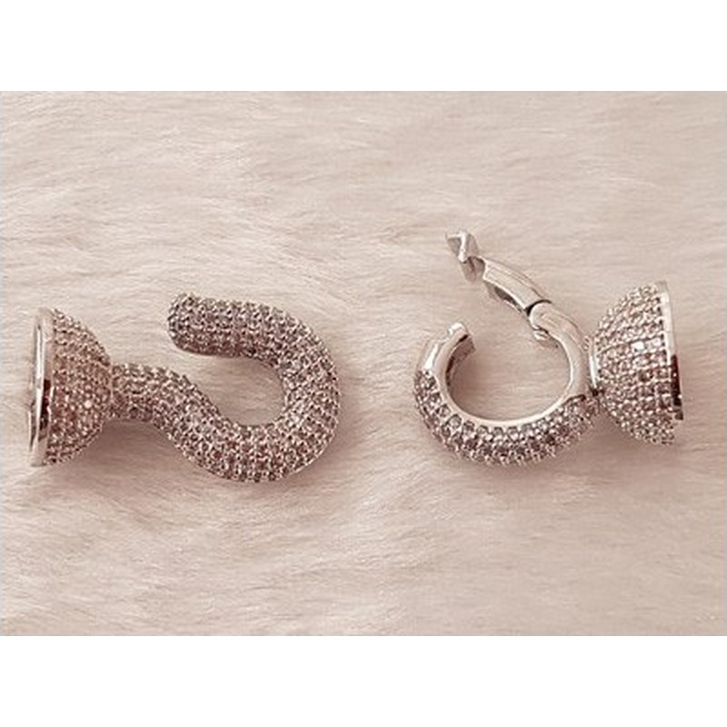 Designschliesse 40mm mit Strass, Metall-Silberfarbe