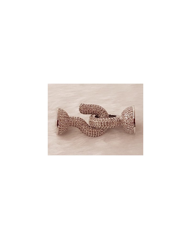 Designschliesse 40mm mit Strass, Metall-Silberfarbe