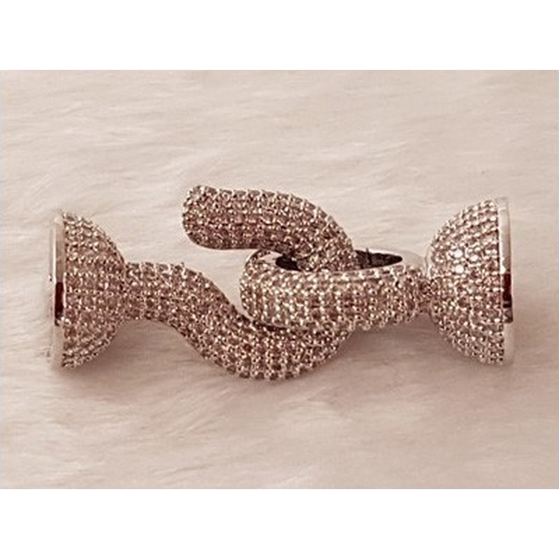 Designschliesse 40mm mit Strass, Metall-Silberfarbe